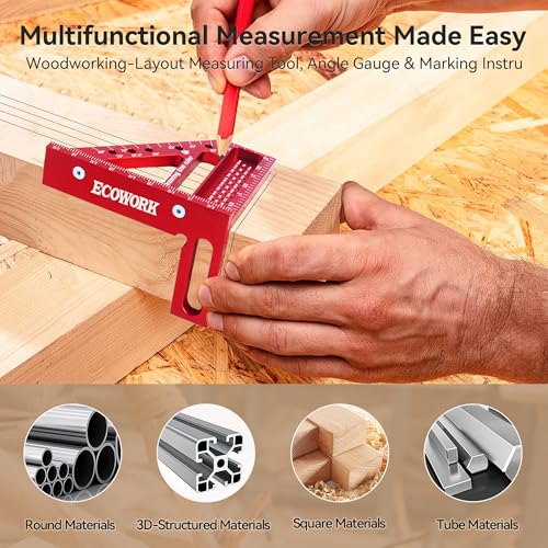 Mini 3D Multi-Angle Measuring Ruler 4.7"x3.54" for Woodworking DIY