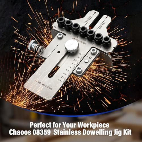08359 Stainless Dowelling Jig Kit with 1/4", 3/8",and 1/2" All Sizes,High-Strength & Precision Stainless Steel Material with Wall Bracket