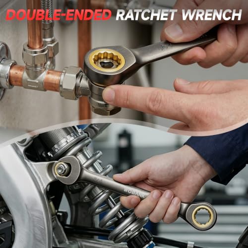 22-Piece Ratcheting Wrench Set, Metric 8-19mm & SAE 1/4-3/4" - size: Regular