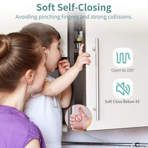 10 Pack 1/2" Overlay 3D Soft Close Hinges for Face Frame Kitchen Cabinet Door Hinges, 3 Way Adjust, Self Closing Concealed Cabinet Hinges-105 Degree