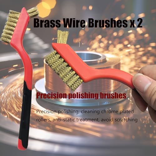 Small Wire Brushes Set for Cleaning Rust Removal in Holes, 6pcs Brass/Stainless Steel/Nylon Brushes