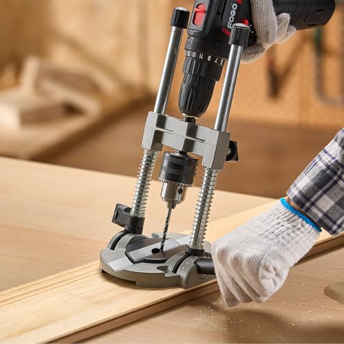 VEVOR Drill Guide, Multi-Angle Press Portable Precision Drilling Guide Jig Attachment, with Large Handle and Mounting Holes, Aluminum Alloy, for Drilling Angled or Straight Holes, for Wood Working - size: Ultra, style: Drill Guide