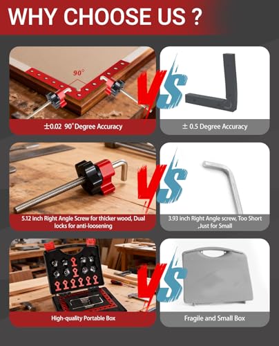 Corner Clamps for Woodworking, Corner Clamp, 4pcs 90 Degree Clamps, 5.5" Aluminum Alloy Right Angle Clamping with Storage Case for Frame, Drawer, Cabinets, for Dad.