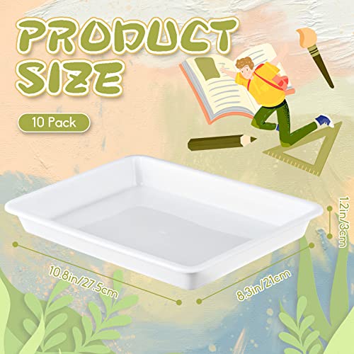 10 Pack Plastic Art Trays,Activity Crafts Tray,Organizer Tray,Serving Tray for Home,School,Kids,DIY Projects,Painting,Beads (White) - color: White