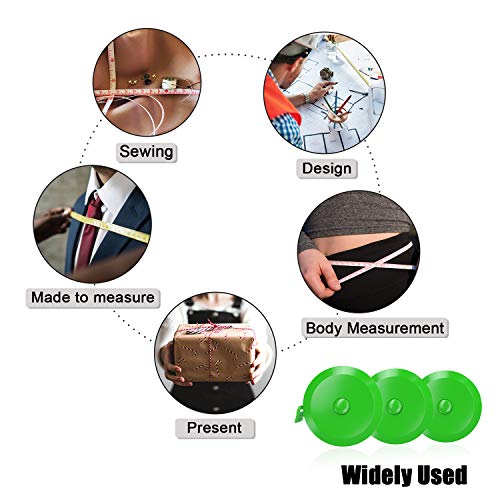 DiCUNO 3-Pack Soft Retractable Measuring Tape, 60-Inch 1.5 Meter, Green - color: Green*3pcs