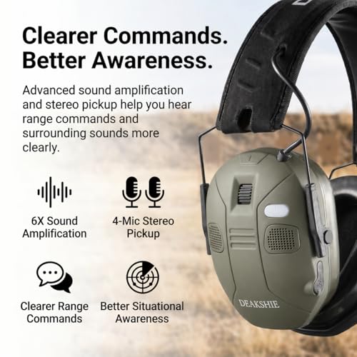 Bluetooth Shooting Ear Protection, 2-in-1 Gel Earmuffs for Glasses - color: Green