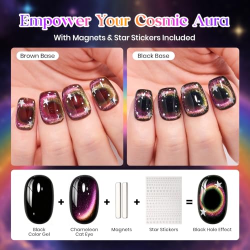 Beetles Halloween Cat Eye Gel Nail Polish Set, Rainbow Cosmos 6 Colors - color: A - Chameleon Cat Eye | Rainbow Cosmos