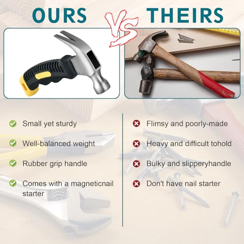 8 oz Small Claw Hammer - Mini Hammer for Women&Kids - Little Hammer for Household Projects, Woodworking & DIY Tasks - style: B.Hammer