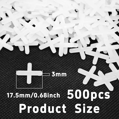 500 PCS 1/8 Inch Tile Spacers, High Quality Plastic Cross Leveling System, Accurate Floor & Wall Ceramic Tile Alignment Tools for DIY and Professional Installation, Consistent Gap Width - size: 1/8 Inch