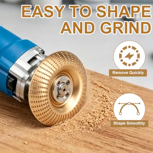 3Pcs Wood Carving Disc Set Woodworking Disc for 4" Angle Grinder Flat+Inclined+Curved Surface for Woodworkers Wood Accuracy Cutting Shaping and Sanding