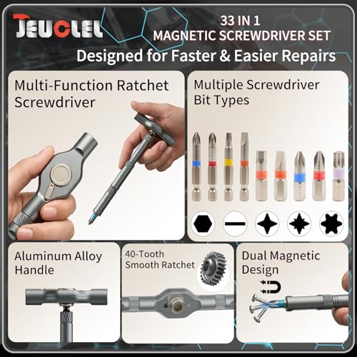 33 in 1 Magnetic Screwdriver, Multi Bit Ratcheting Screwdriver Set