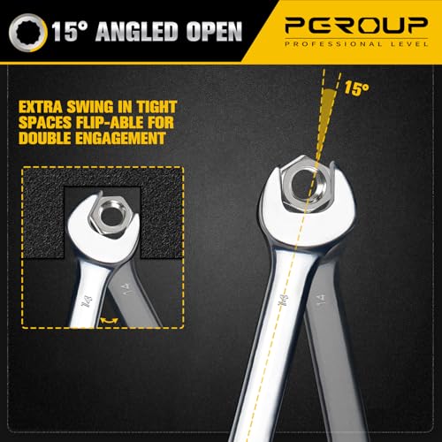 14 mm Metric Stubby Combination Wrench, CR-V Steel with Mirror Polish, 12-Point Design, 15-Degree Offset, Perfect for Auto Repair, Household, Car & Truck Emergency - size: 14 mm