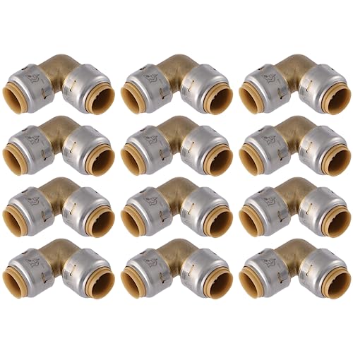 SharkBite Max 1/2 x 1/2 in PTC 90-Degree Elbow, Pack of 12, Push-to-Connect Brass Plumbing Fitting, UR248 - size: 1/2 in., 12 Pack