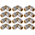 SharkBite Max 1/2 x 1/2 in PTC 90-Degree Elbow, Pack of 12, Push-to-Connect Brass Plumbing Fitting, UR248 - size: 1/2 in., 12 Pack