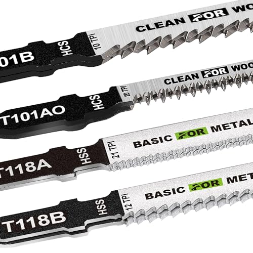 FASTPRO 50-Piece T-Shank Jigsaw Blades Set with Case | Jig Saw Blades for Wood, Metal and Plastic Cutting, Made with HCS/HSS/BIM