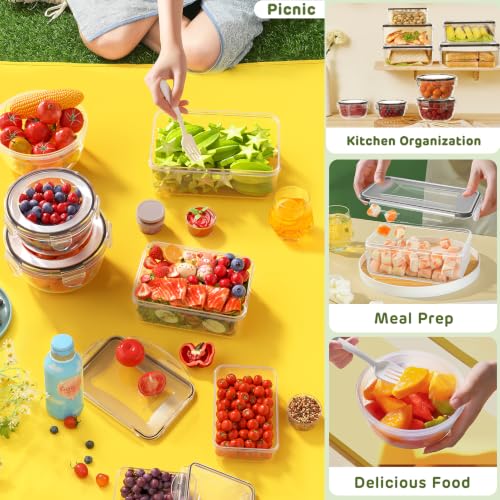 JSCARES 40 PCS Food Storage Containers with Lids Airtight (20 Lids &20 Containers) - Leakproof Meal-Prep Containers for Kitchen Storage Reusable Plastic Microwave/Dishwasher Safe with Labels & Pen - color: 20 Pack