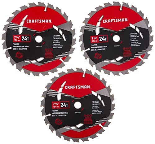 CRAFTSMAN CMAS3725243 3 Pack 7-1/4-In 24-Tooth Carbide Circular Saw Blade
