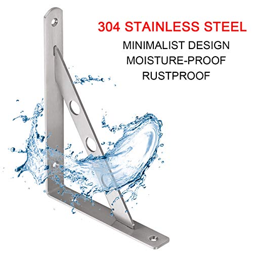 YUMORE 10 Inch Shelf Bracket, Heavy Duty L Bracket with 2 S Hook, 2 Pack - size: 10"(Soild)