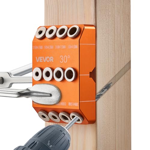 VEVOR Drill Guide, 30/45/ 90 Degree Angle 4 Sizes Portable Precision Drilling Guide Jig, for Drilling Angled or Horizontal Holes, Aluminum Alloy, for Deck Cable Railing Wood Post Stair Handrail - size: Pro, style: Drill Guide