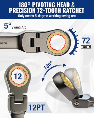 WORKPRO 8-piece Ratcheting Combination Wrench Set, Metric & Nickel Plating - size: Metric, style: Nickel Plating