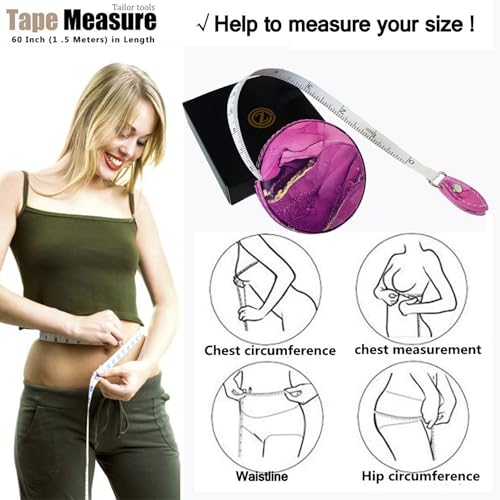 Tape Measure Body Measuring Tape，Medical Body Cloth Tailor Craft Dieting Measuring Tape, Dual Sided Retractable Ruler Colour Printed Soft Tape Measure Retractable - color: Purple Marble 1 pack