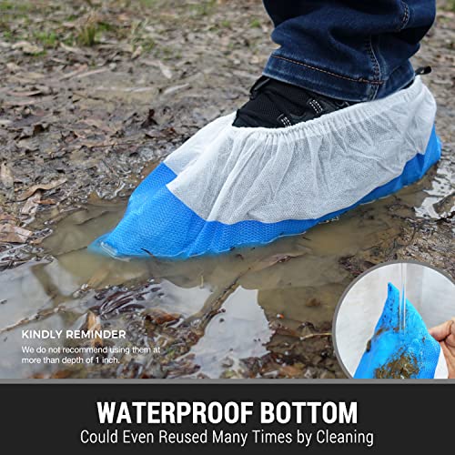 Heavy Duty Shoe Covers Disposable Non Slip Waterproof, 50 Pack, Double Layer Bottom, Extra Heavy Duty Durable Booties, One Size Fits Most