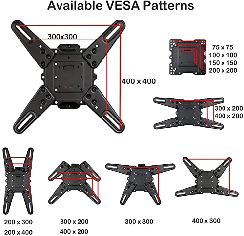 VideoSecu ML531BE2 TV Wall Mount kit with Free Magnetic Stud Finder and HDMI Cable for Most 26-55 TV and New LED UHD TV up to 60 inch 400x400 Full Motion with 20 inch Articulating Arm WT8 (Pack of 2) - size: 25"-55" (Pack of 2)