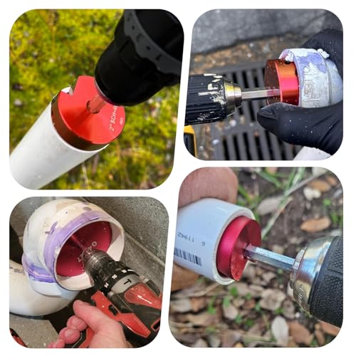 9-Piece PVC Pipe Reamer Kit for 1/2" Drills - 1/2",3/4",1",1-1/4",1-1/2",2",2.5",3",4” Inner Cutter Tool Reamer for PVC, CPVC, ABS, Conduit & Industrial Pipe, SCH40 Repairs, Pipes Fitting Saver - size: JD-9PCS