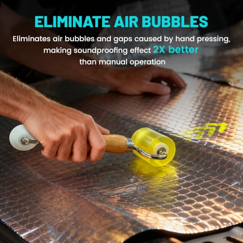 NuIth 2-in-1 Auto Car Audio Sound Deadening Application Rolling Wheel Roller, PU Sound Deadening Mats Roller W/Bearings + POM V-Shape Roller Head, Heat Abatement Mat Wallpaper Deadener Seam Roller - style: 2-IN-1Flat Seam Roller+V-Shape Roller