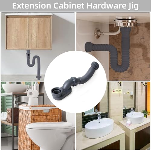 Low Profile 1 1/2" P Trap Flexible Bathtub & Shower Drain Pipe, Flat P Trap Kit for Freestanding Tub, Space Saving Bath Drain Assembly, Easy Install Durable Plumbing Replacement - style: Both ends have threads - black