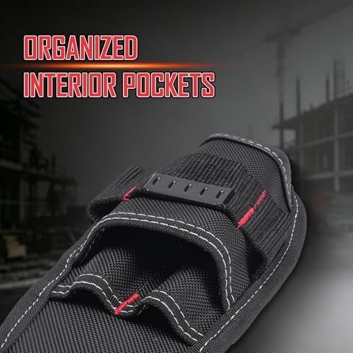 MELOTOUGH Small Tool Pouch with Belt Clip Technician's Clip on Tool Pouch,Pocket Belt Holster Mini Electrican Holder with Sanp Clip (2PACK) - color: Small Tool Pouch with Red Color