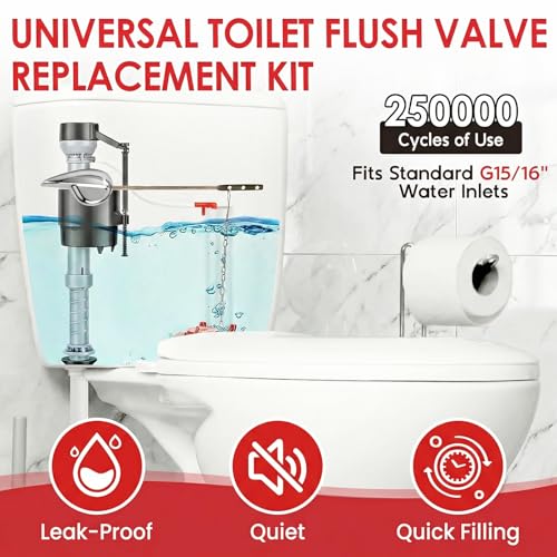 Universal Toilet Flush Valve Replacement Kit, Inside Tank Repair Kit - color: RED 1