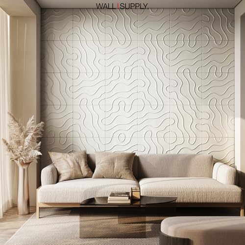 Wall!Supply 3D Flow Line Wall Panels, 12-Pack, White - color: White, style: Flow Line