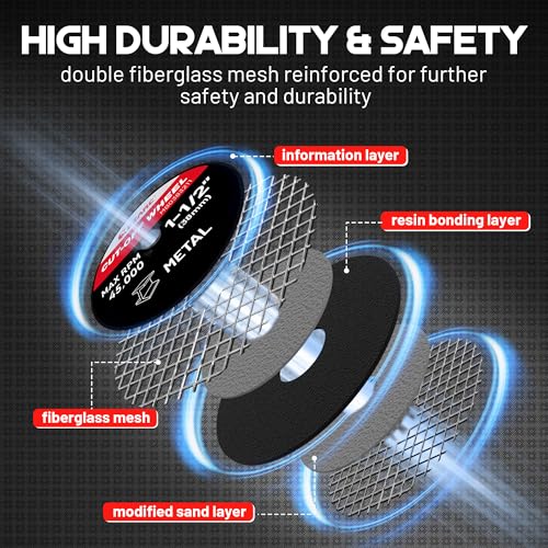 EZARC 1-1/2 Cut Off Wheels, 1.5" x 1/8" Fiberglass Reinforced Rotary Tool Cutting Disc Accessories Include Mandrels, 32-Pack