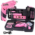 Pink Tool Set for Women, 136 PCS Household Tool Kit with 3.6V USB Electric Screwdriver, Cordless Lithium-ion Drill Driver, Home Improvement Hand Tools for DIY Projects