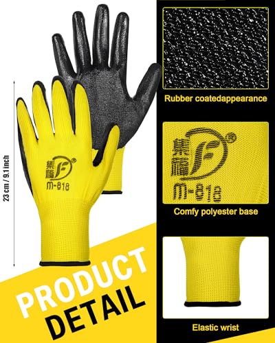 Potchen 72 Pairs Garden Work Gloves Bulk Pack for Men and Women - color: Yellow