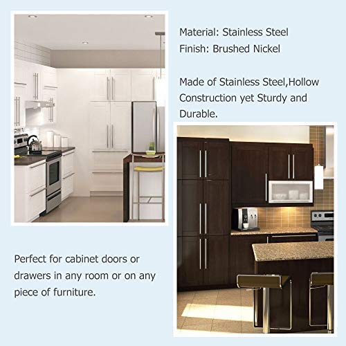 homdiy 15 Pack Brushed Nickel Cabinet Hardware Cabinet Pulls - HD201SN Cupboard Handles Modern Cabinet Door Handles 7-1/2inch Hole Center Modern T-Bar Pulls - color: Brushed Nickel, size: 7-1/2in hole centers