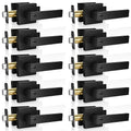 Privacy Door Lever, 10 Pack Matte Black Door Handle, Keyless Interior Door Knob with Lock for Bedroom Bathroom, Heavy Duty Square Door Lock, Reversible for Left Right Handled Doors