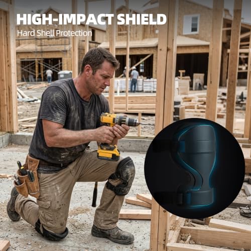 Knee Pads for Men and Women, Hard Shell Knee Protectors with Foam Padding, Adjustable Straps, Heavy Duty Knee Support for Outdoor Training, Hiking, Camping, Gardening and Construction Work
