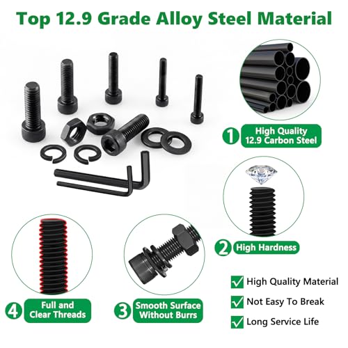 481PCS M3 Screw Assortment Kit, 12.9 Alloy Steel Hex Socket Cap Bolts - size: M3 481pcs 3