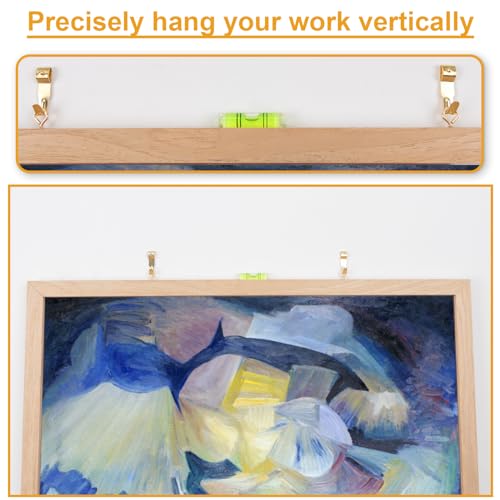 KURUI 303Pcs Picture Hanging Kit, Picture Hangers Assorted Kit with Heavy Duty Picture Hanging Hooks/Hardware Nails/Sawtooth/Wire/D Rings/Level, Metal Picture Wall Hooks for Frame Canvas Mounting - size: Gold