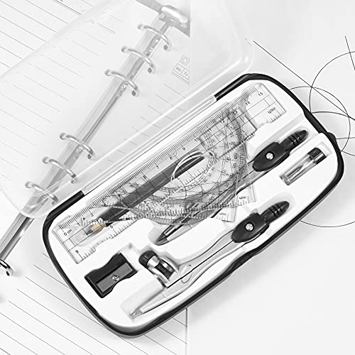 Unjoo Math Geometry Kit Sets 10 Piece Student Supplies, Compass Set, Black - color: Black1