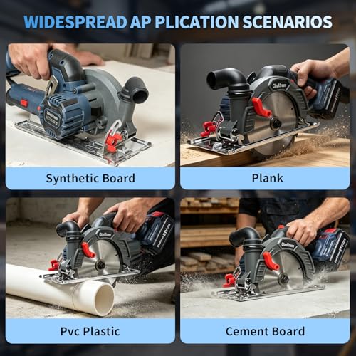 6.5" Cordless Circular Saw with 2x4.0Ah Batteries,Brushless Motor 7000 RPM