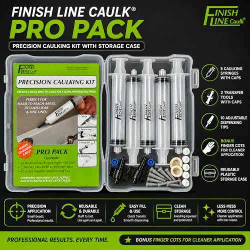 Syringe Style Precision Caulking Tool in Carrying Case - style: Finish Line Caulk Pro Syringe Applicator with Carrying Case