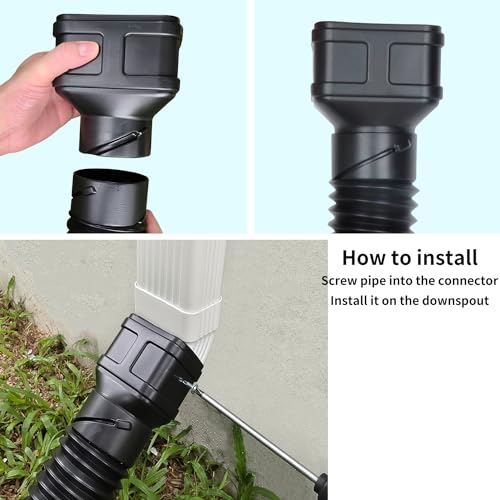 Prestantious 7ft Long Downspout Extensions Flexible Drainage Pipe,2-Pack - color: 2-Pack, Black