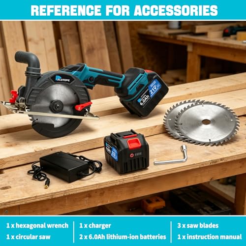 Cordless Circular Saw, 6"Brushless Circle Saw with 2x6.0Ah Battery