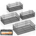 INCLY 4 Pack Upgrade Pegboard Baskets, 4 Sizes Square Metal Mesh Basket - color: Black