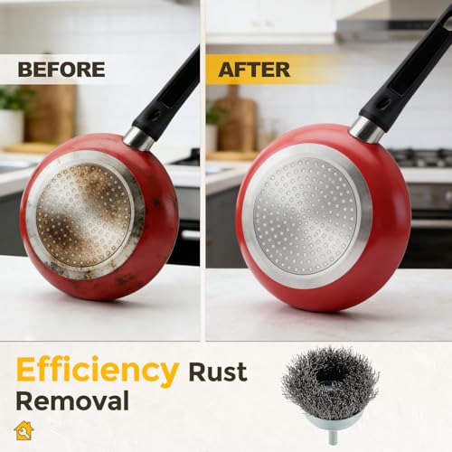 6pcs 2in Wire Cup Brush for Drill with 1/4in Shank, Stainless Steel | Crimped Wire Brush for Drill, [for Light Rust Deburring Paint Removal] - 0.012in Wires