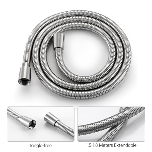 KES Brass Handheld Shower Head, 1.5-Meter Long Hose and Holder Bracket - color: Brushed Nickel