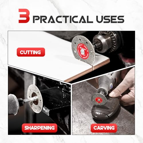 EZARC 1-1/2 Diamond Tile Cutting Wheels with Mandrel, 0.6mm Kerf, 10-Pack